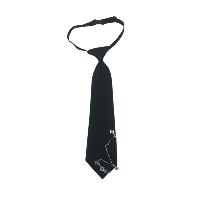 kishidamiki chain tie - black Unisex Pre-Tied Black Ties with