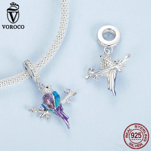 Pulseras Voroco Moda Mujer Plata Esterlina 925 Martín Pescador Colgante Dije Ajuste - Imagen 5 de 15