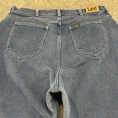 VINTAGE Lee Jeans Mens 36x27 Blue Relaxed Straight Dark Wash Pinstripe Rider 90s - Picture 5 of 10