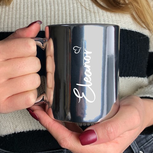 PERSONALISED Ceramic Metallic Mug Large 350ml Stylish Coffee Tea Cup - ANY NAME - Picture 6 of 28
