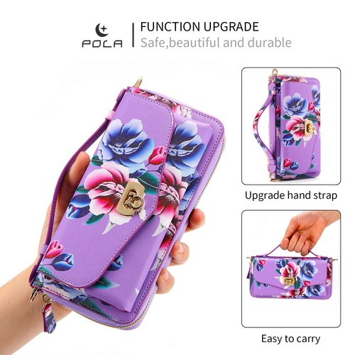 Printed Flower Lady Crossbody Handbag Wallet Magnetic Cover For iPhone 131415 16 - Picture 34 of 84