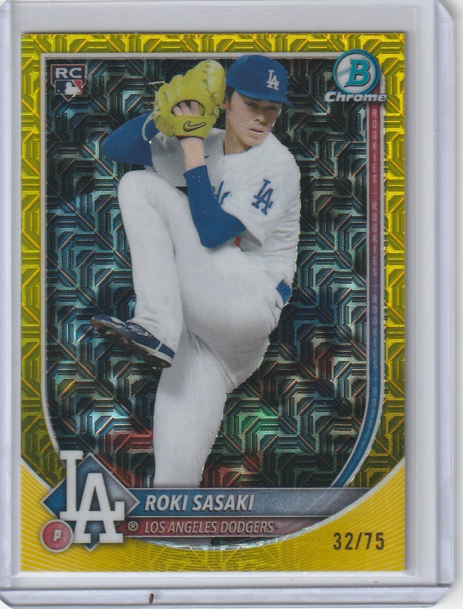 2025 Bowman Chrome Mega Box Roki Sasaki Yellow Mojo Refractor #33/75