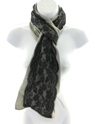 29 Palms Womens Gray with Black Lace Overlay Rectangle Casual Winter Scarf