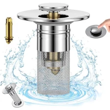 Universal Bathroom Sink Plug Stopper Wash Basin Core Bounce Pop Up Drain Filter
