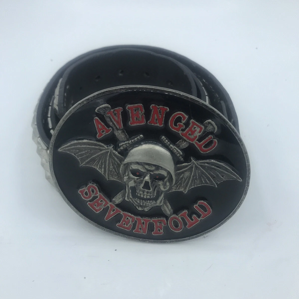 Vintage Avenged Sevenfold Heavy Metal Band Deathbat Studded Belt Sz 38