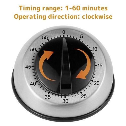 60 Minutes Kitchen Mechanical Timer Cooking Baking Reminder Loud Alarm Clock - Picture 6 of 10