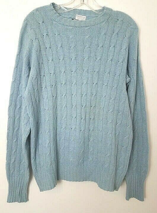 Drumohr for Herzfeld NY Unisex Light Blau 100% Cashmere Cable Knit schweißer Sz L Drumohr for Herzfeld NY Unisex Light Blau 100% Cashmere Cable Knit schweißer Sz L