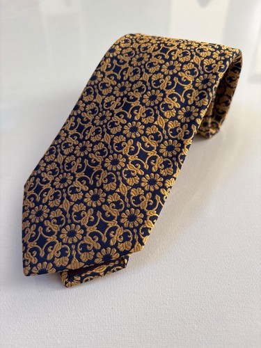 Charles Tyrwhitt Men's Necktie 100% Silk Tie Designer Navy Blue Floral 62x3.5