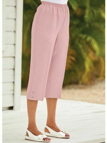 Alfred Dunner Classic Fit 2 Button Detail Capri Crop Pant - L31 - Picture 10 of 11