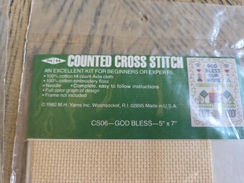 Kit de punto de cruz contado 1982 vintage Dios bendiga nuestro hogar nuevo 5x7 lote de 3 MH - Imagen 6 de 6