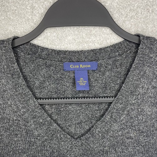 Club Room Pullover Weste Herren M grau Lammwolle Pulli klassischer Strick adrette V-Ausschnitt - Bild 4 von 10