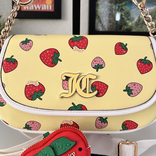Neu mit Etikett Juicy Couture Sweet N Juicy Flap Schultertasche mit Crossbody in Gelb - Bild 2 von 6