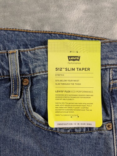 Levis 512 Jeans Mens 33x30 Blue Slim Taper Performance Denim Stretch Modern READ - Picture 9 of 16