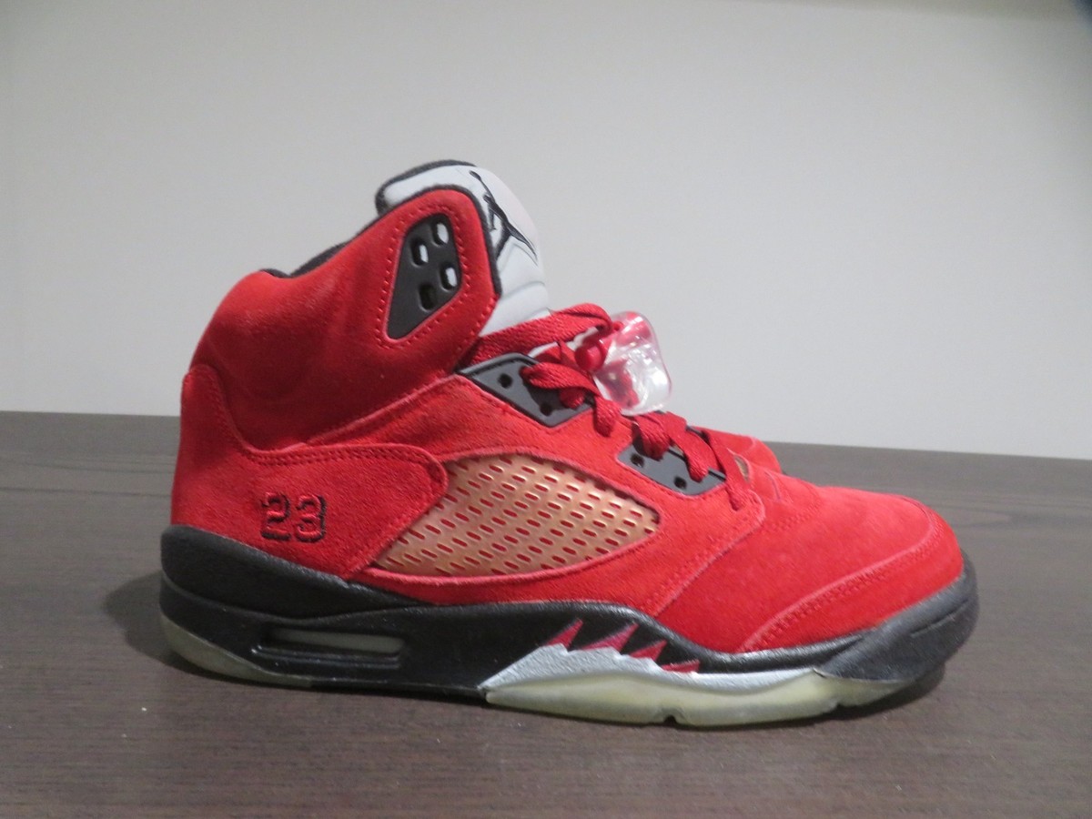 Air Jordan 5 Retro Raging Bull Red Suede Sneakers Mens Size