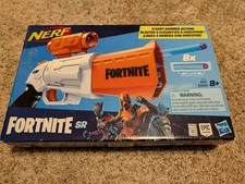 Nerf Fortnite SR Blaster 8 Dart Hammer Action Blaster Official NEW Scope & Darts