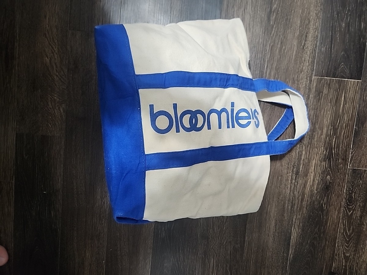 Bloomingdale's Bloomie's Cream And Blue Graphic Print Canvas