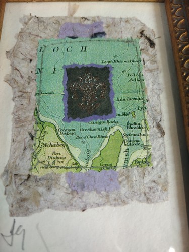 Small Framed Multimedia Artwork Scotland Map, Stamp, Textured Paper - Picture 3 of 5