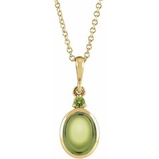14K Yellow 8x6 mm Natural Peridot 16-18" Necklace