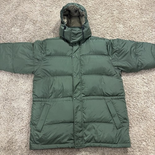 VTG LL Bean Puffer Jacket Goose Down THICK Full Zip Green Hood Parka Sz XL TALL - Picture 3 of 24