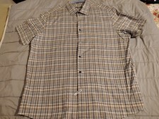 Tasso Elba Mens Stretch Mini-Box Dobby Plaid Short Sleeve Button Down Shirt 2XL