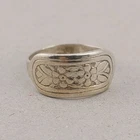 Vintage USSR 875 Silver Floral Signet Ring Size 7/17 Rectangular Retro