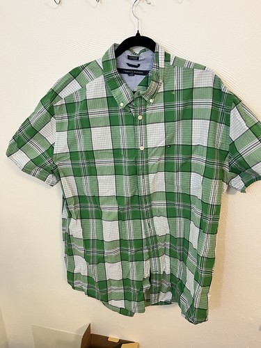 Tommy Hilfiger Men’s XXL Green Plaid Casual Shirt Short Sleeve Button Up - Picture 7 of 7