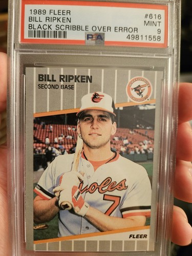 PSA 9 1989 Fleer Bill Ripken BLACK SCRIBBLE OVER FF ERROR #616🔥RARE ICONIC🔥SSP