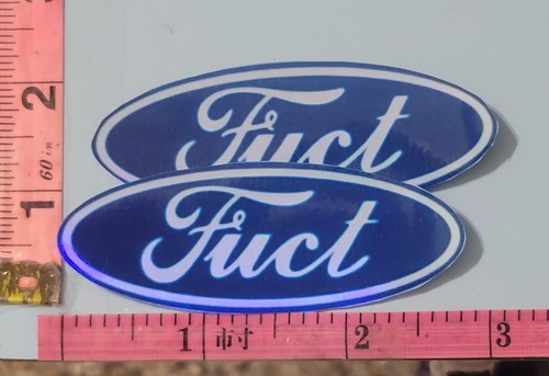 Fuct (Ford Parodie) 2er Set holografische Vinyl laminierte Aufkleber 3" lang - Bild 2 von 3
