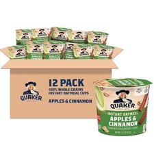 Quaker Instant Oatmeal Express Cups, Apples  Cinnamon, 1.51 Ounce Pack of...