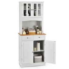 Costway Kitchen Storage Cabinet Buffet Hutch w/ Storage Shelves Microwave Stand