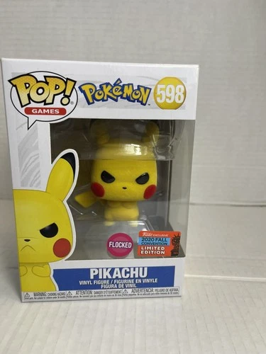 Funko Pop! Pokemon #598 Grumpy Pikachu Flocked 2020 Fall Convention Limited Ed.
