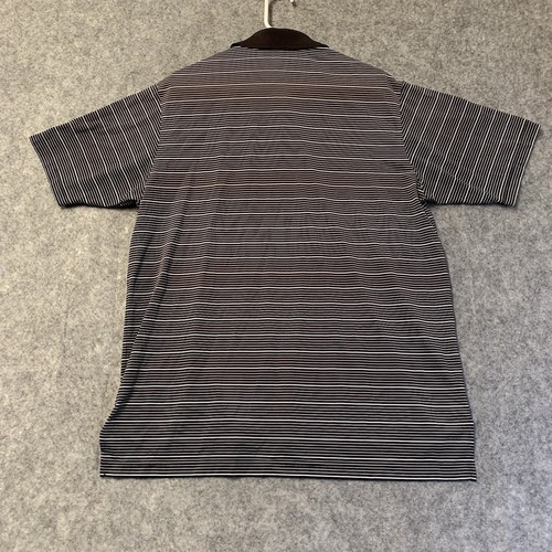 Adidas Polo Shirt Mens L Black White Stripe Climalite Golf Short Sleeve - Picture 8 of 15