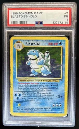 1999 Pokemon Set Blastoise Holo Rare #2/102 PSA 1