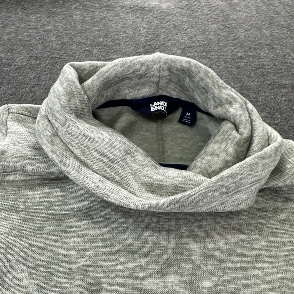 Lands End Mujer Gris Capucha Cuello Alto Túnica Polar Sudadera Talla Mediana (10-12) Foto 3 de 4