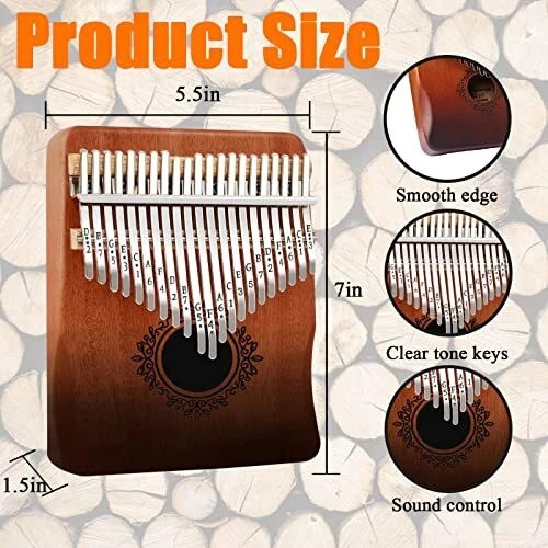 21 Tasten Mahagoni Kalimba Daumenklavier Premium Qualität leicht zu spielen Geschenk - Bild 5 von 7