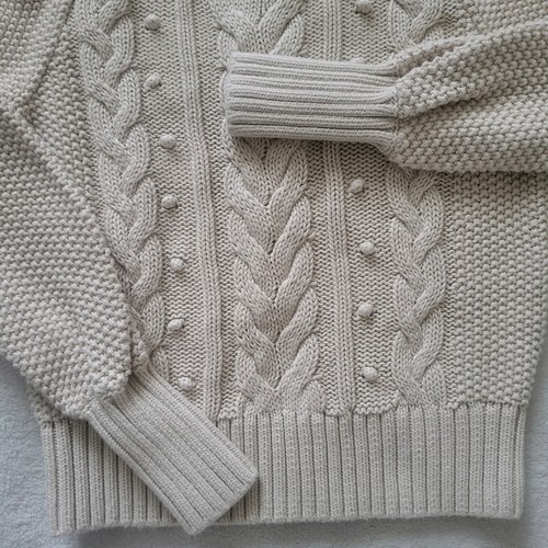 Gap Kids Chunky Cable Knit Sweater Girls Size L Cream Ivory Long Sleeve Pullover - Picture 2 of 11