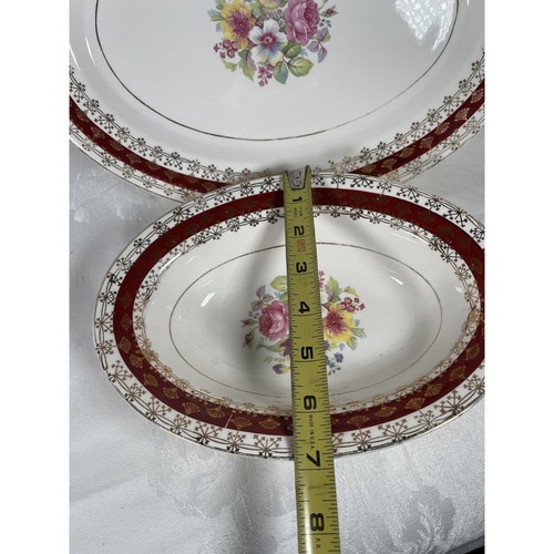 Vintage Stetson American Beauty Platter & Veg Bowl 22 KT Gold Trim Floral - Picture 5 of 6