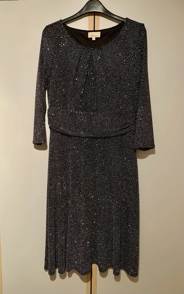 Linea Stretchy Black And Silver Sparkly Party Dress Size 12 - Image 2 of 4