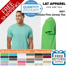 🔥 LAT Unisex Fine Jersey Tee Shirt Combed Ring-spun Cotton Up To 4XL 6901 a