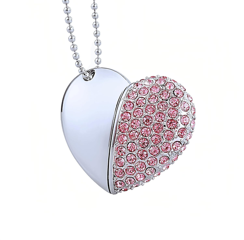 128GB Crystal Loving Heart Jewelry USB Flash Drive Memory Stick with Necklace,Pi - 第 11/12 張圖片