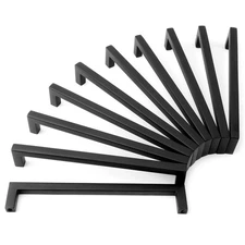 KOOFIZO Solid Square Bar Cabinet Handle - Black Furniture Pull, 6.3 Inch/160mm