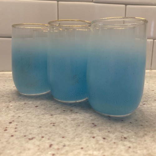 Juego de 6 vasos MCM Blendo turquesa esmerilada adornos dorados - Imagen 1 de 10