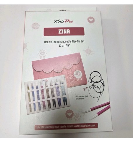 Juego de agujas de tejer intercambiables KnitPro Zing Deluxe 8 tamaños, 5" - Imagen 2 de 5
