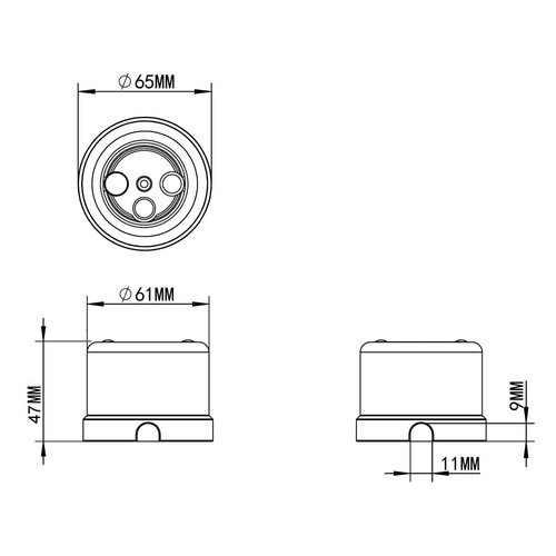 Aufputz Porzellan Retro Antennendose 3-Loch I TV Radio SAT I Serie QR1 weiß - Bild 10 von 11