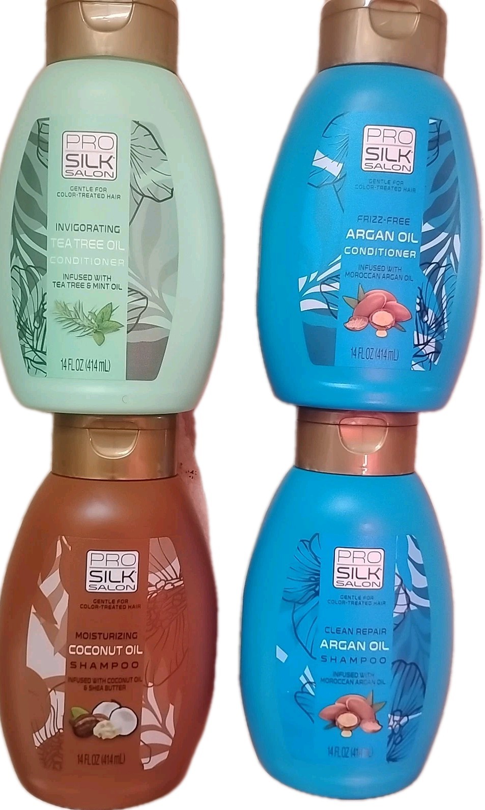 Champú acondicionador de aceite de argán profesional para salón de seda de 14 oz manteca de karité coco menta