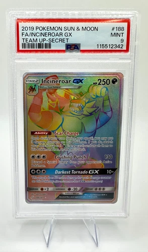 2019 Pokemon S&M Team Up Incineroar GX #188 | SECRET RARE | FULL ART | PSA 9