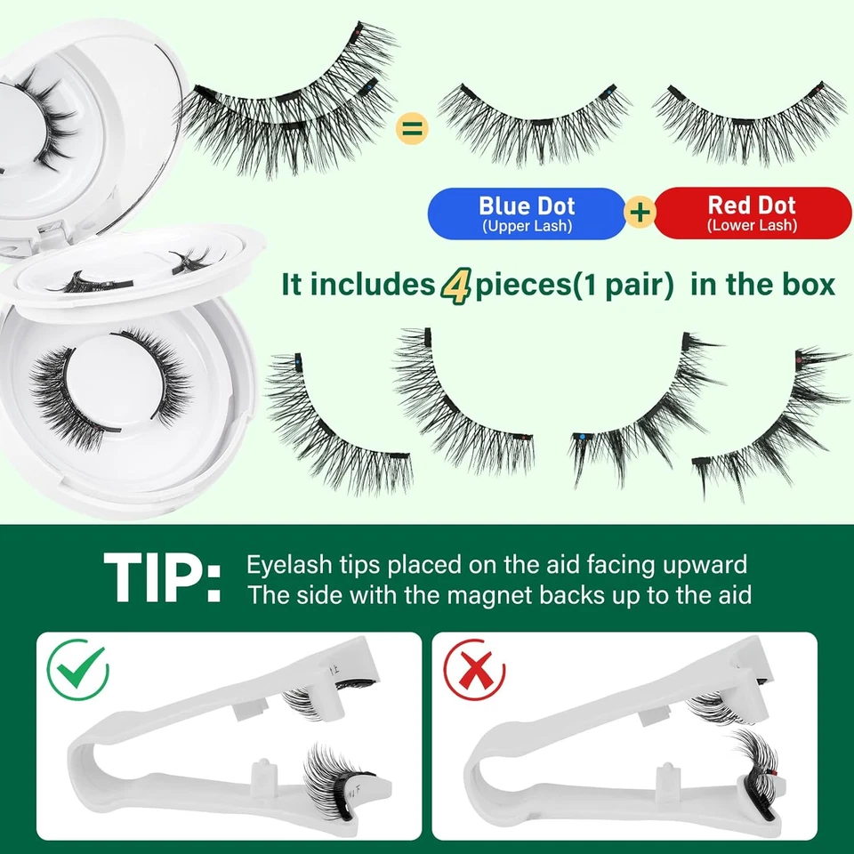 Daily Wear Reusable Magnetic Eyelashes 2 Pair with Applicator No Glue Needed 3D  - Image 3 of 4