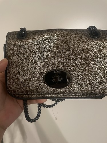 Coach Metallic Silver and Black Mini Crossbody Bag 52412 - Picture 2 of 17