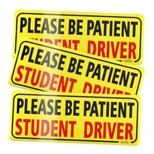 JUSTTOP 3pcs Student Drive Magnet for Car, Please Be Black red Magnet Student