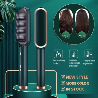 New 2 In 1 Hair Straightener Hot Comb Negative Ion Curling Tong Dual-purpose Ele